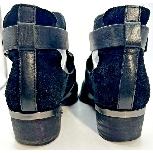 ISOLA DAVAN Ankle Boots Womens 7.5  Black Cutout Buckle Suede Leather Booties - Picture 7 of 9